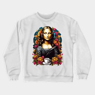 mona lisa coffee time Crewneck Sweatshirt